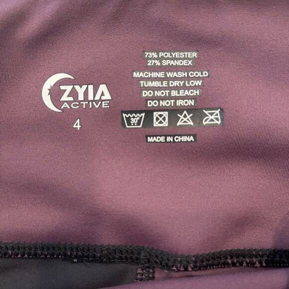 Zyia Joker Light N Tight High Rise Maroon and Black Leggings Size 4 - Picture 5 of 7